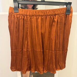 LOFT Rust-Tone Pleated Skirt